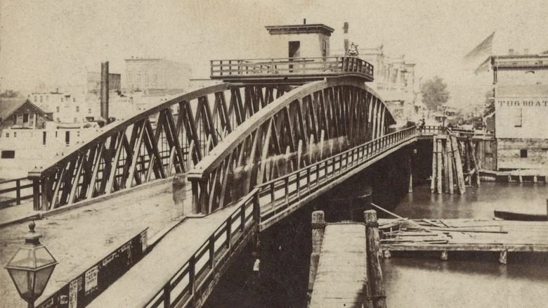 Image du pont Clark Street datant des années 1860