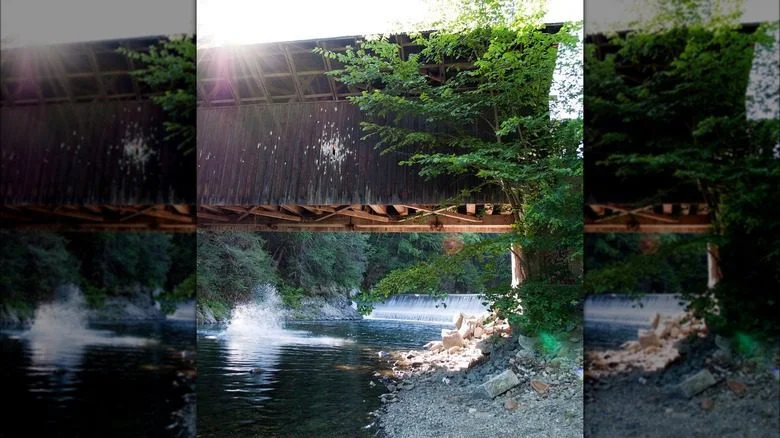 bridge seen below from riverbank