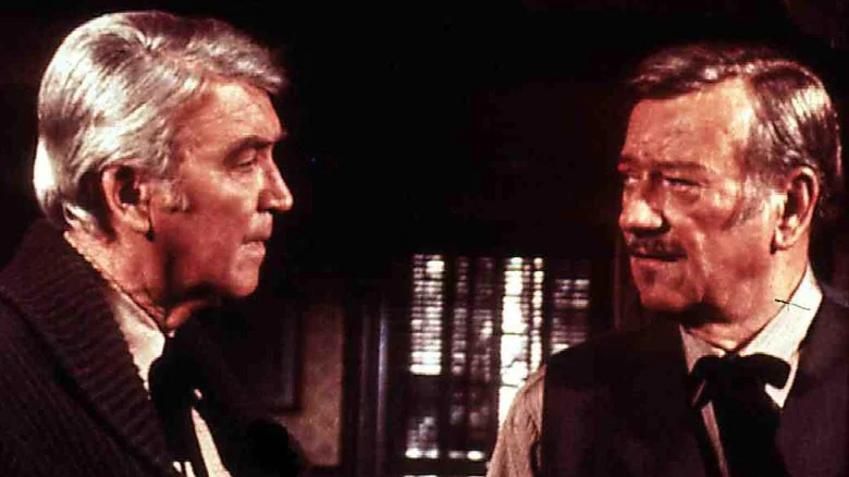 Jimmy Stewart John Wayne sur le plateau