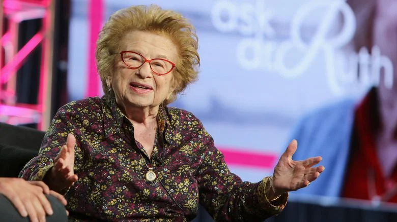 Dr. Ruth gesturing while talking
