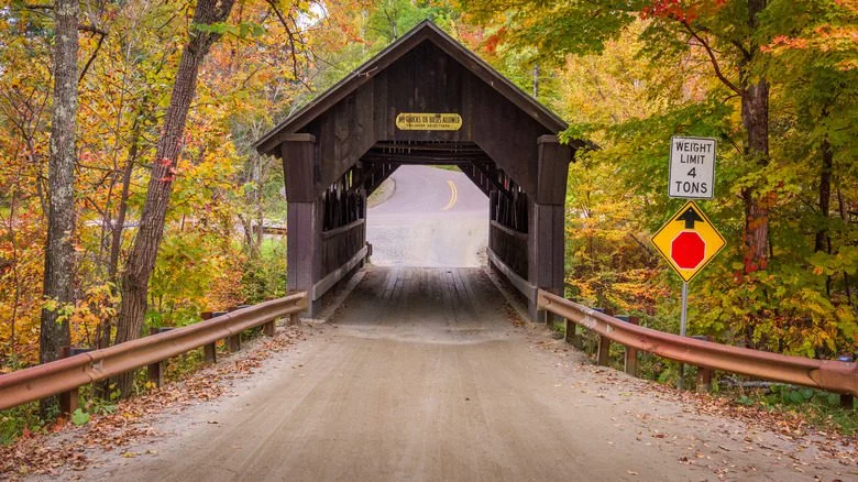 Emily's Bridge sous les feuilles jaunes des arbres