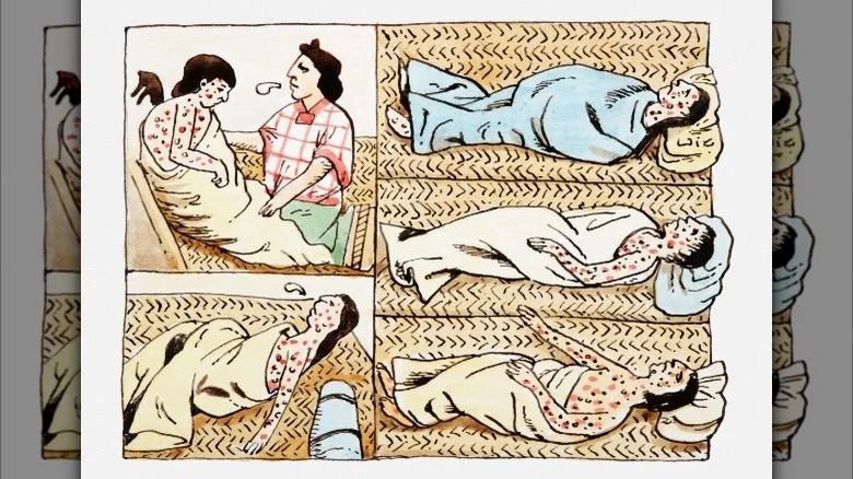 Représentation cartoon de patients atteints de variole