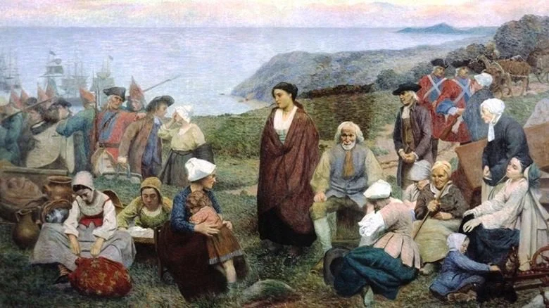 Peinture de la déportation des Acadiens