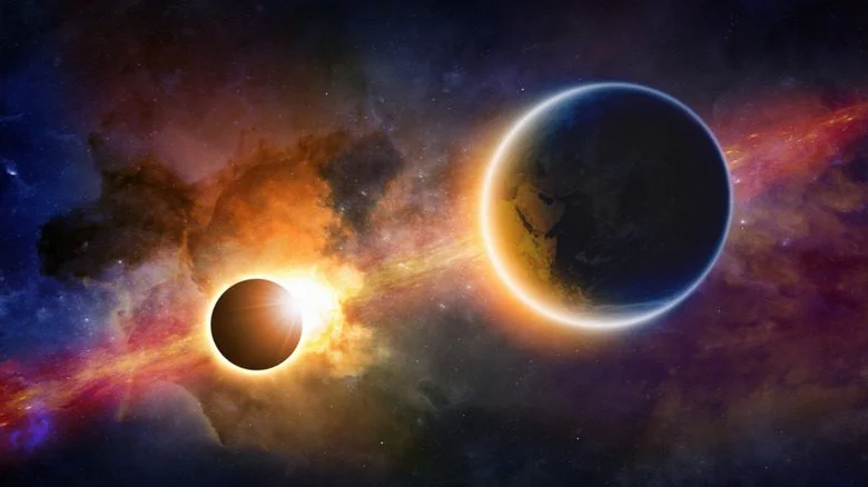 Collision de la planète Terre en route dans l'espace