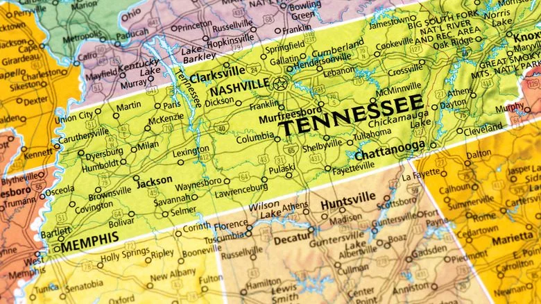 Carte du Tennessee