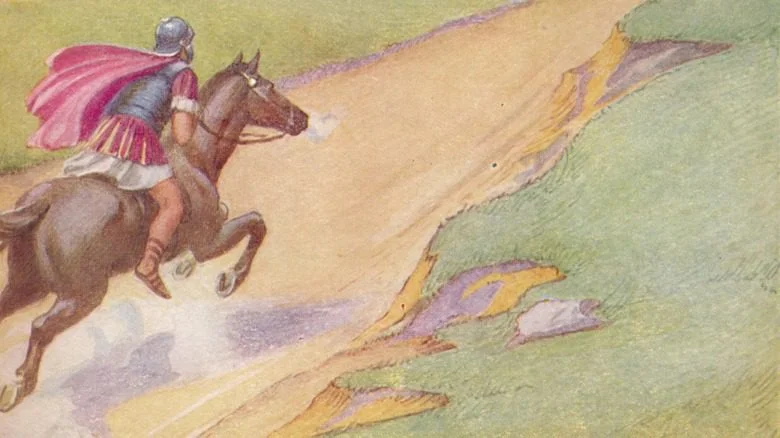 soldat romain ancien sur un cheval