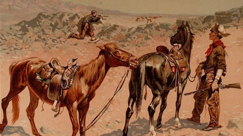 Hunting Antelope par Frederic Remington, 1890 Hunting Antelope