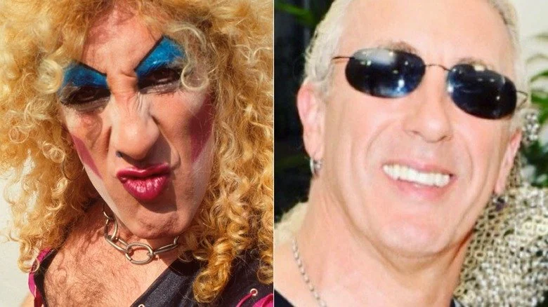 Dee Snider dans Twisted Sister et sans maquillage