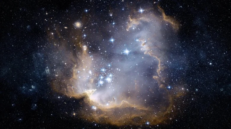 Espace avec étoiles et galaxie en arrière-plan