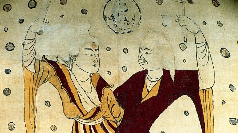 Nuwa et Fuxi enlacés