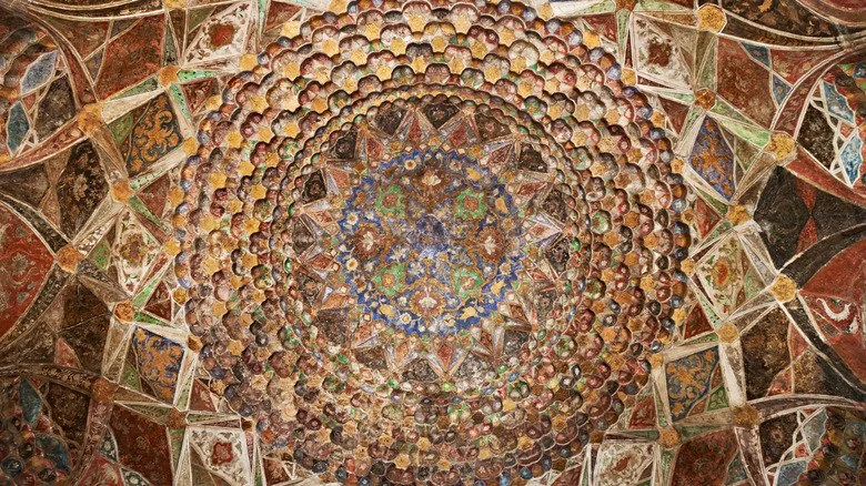Détail du plafond du Taj Mahal