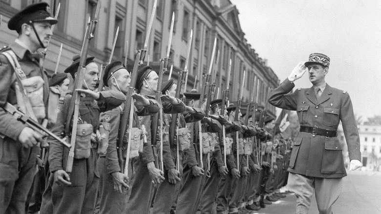 Charles de Gaulle reviews a Free French formation