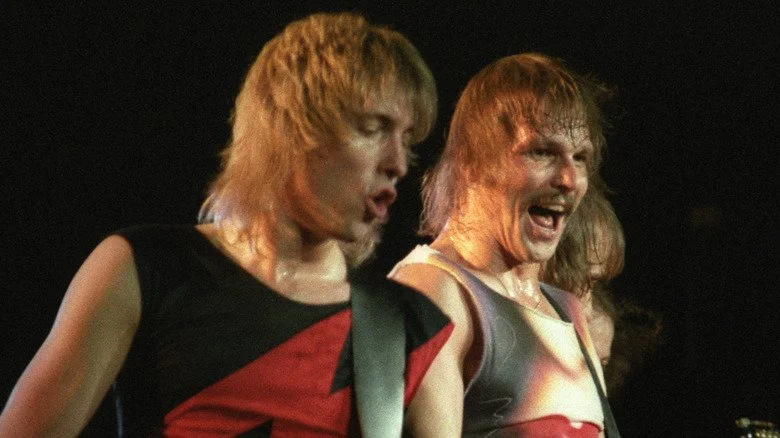 Scorpions performing onstage in the 1980s