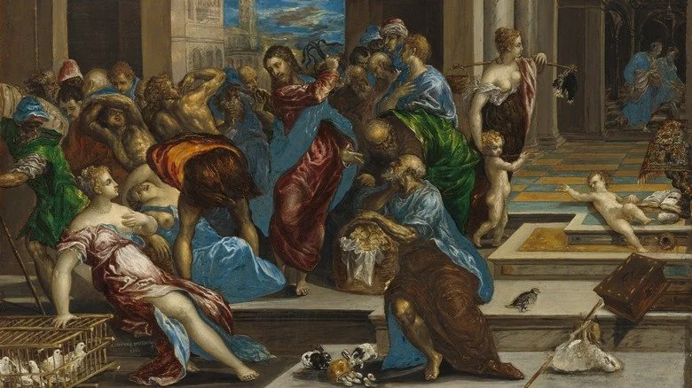 Jésus chassant les marchands du temple, peinture