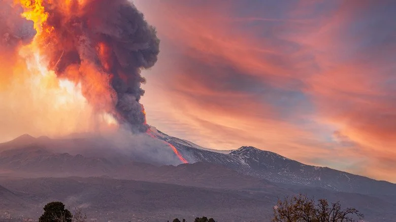 Mount Etna erupting