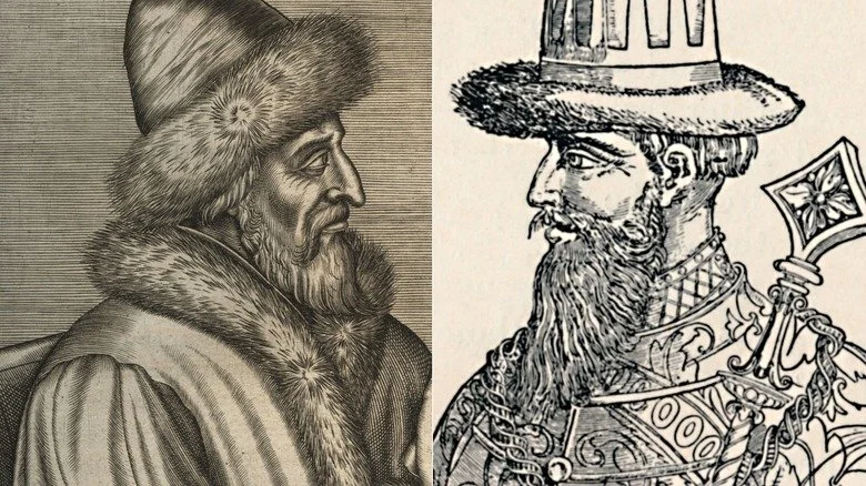 Illustration de Vasili III et Ivan IV en chapeaux de fourrure