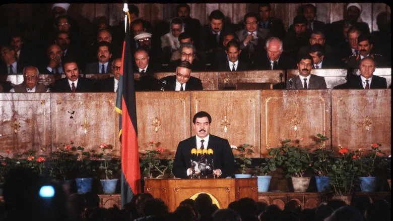 President Mohammad Najibullah giving a speech
