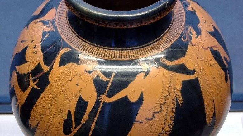 Vase grec montrant Zeus séparant Apollon, Merpessa et Idas