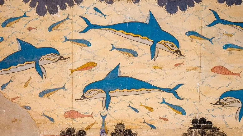 Art minoen antique représentant des dauphins