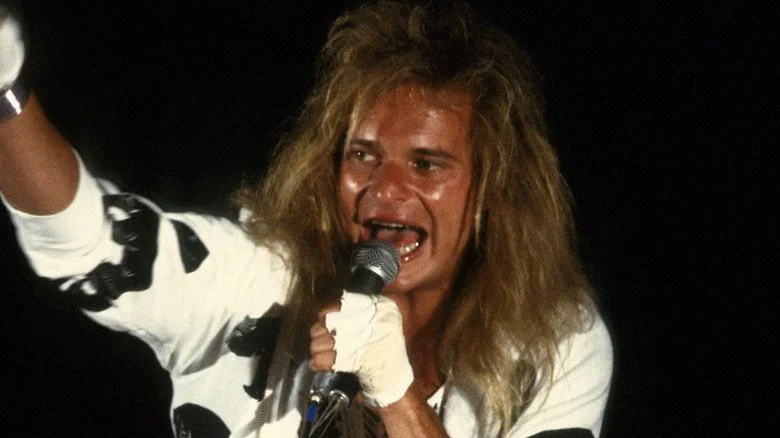 David Lee Roth en sueur sur scène au festival US de 1983