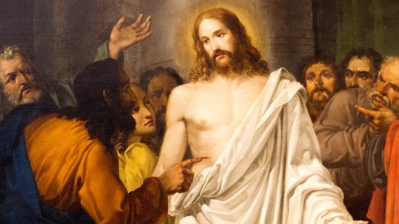 Venezia (Venise), Italie. 2 février 2018. Le Christ ressuscité avec Thomas l’apôtre et d’autres apôtres par Sebastiano Santi dans l'église 'Chiesa dei Santi Apostoli'