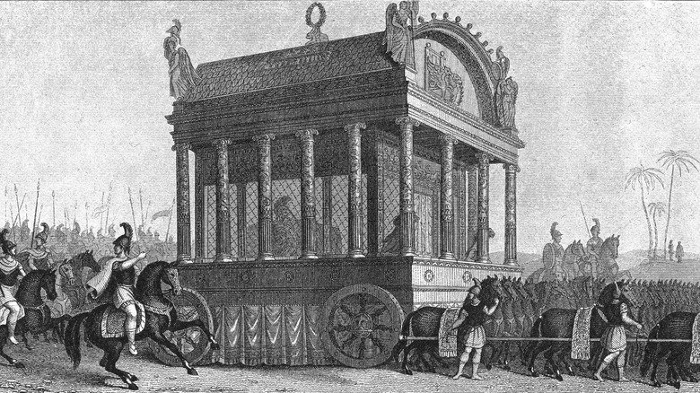 Dégradation représentant le cortège funéraire d'Alexandre le Grand