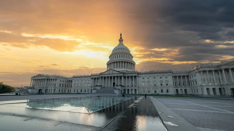 U.S. Capitol building at sunset