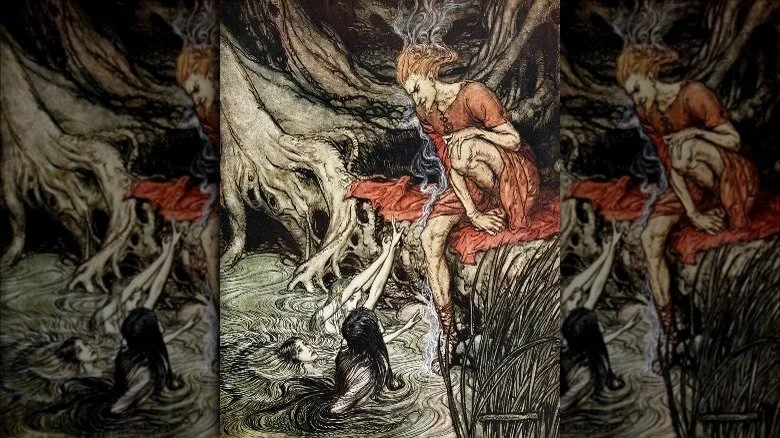 Loki et les sirènes du Rhin, Arthur Rackham, 1910