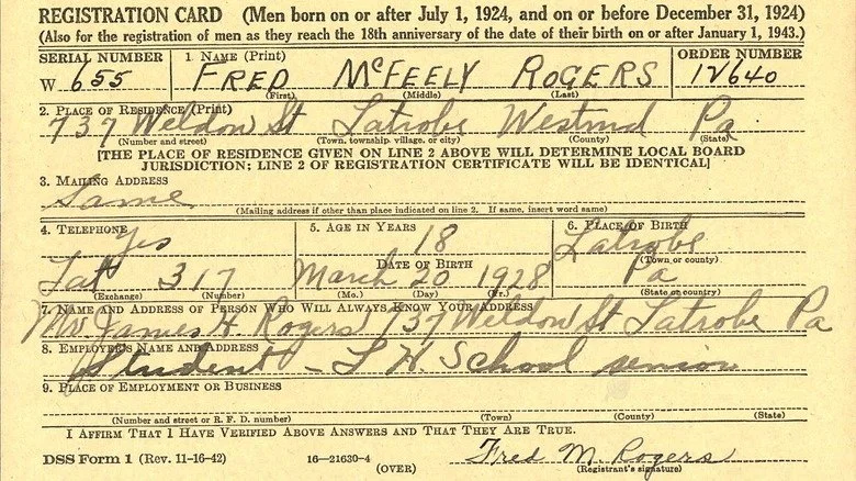 Fred Rogers Army Registration