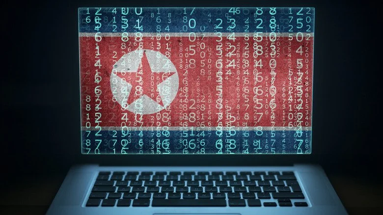 Ordinateur portable avec code binaire et image