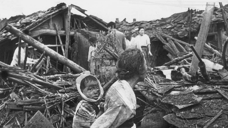 Capitale de la Corée du Nord après un bombardement