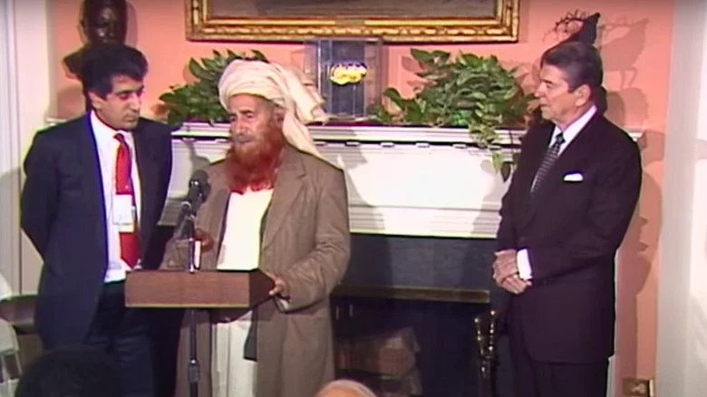 Reagan avec un commandant des mujahideen