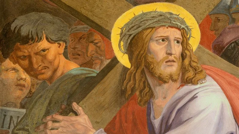 Jesus meets his Mother Mary as part of Cross way station in the church of St. John the Nepomuk by Josef Furlich