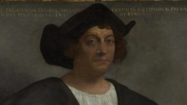 Portrait de Christophe Colomb avec une inscription