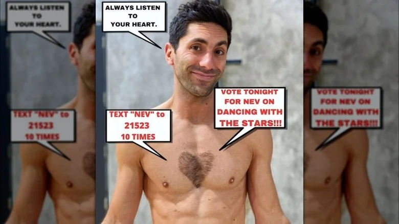 Nev Schulman displaying his recently shaved chest