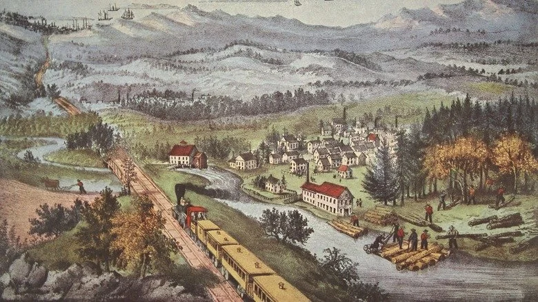 Lithographie de chemin de fer de 1870 issue de Heritage Images/Getty Images