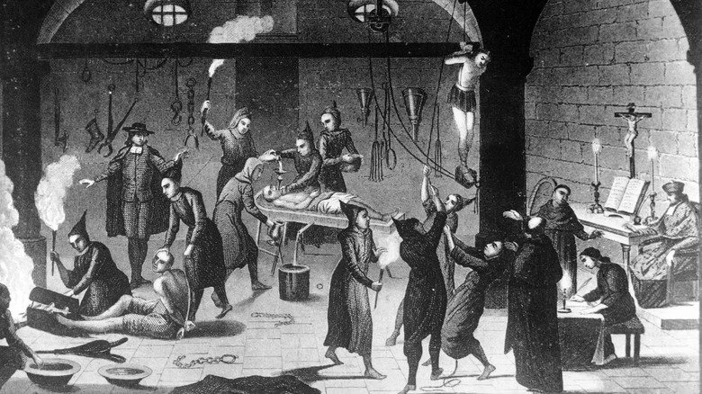 Illustration de la torture pendant l'Inquisition espagnole par Three Lions/Getty Images