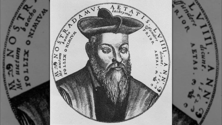 Gravure de Nostradamus dans un cercle