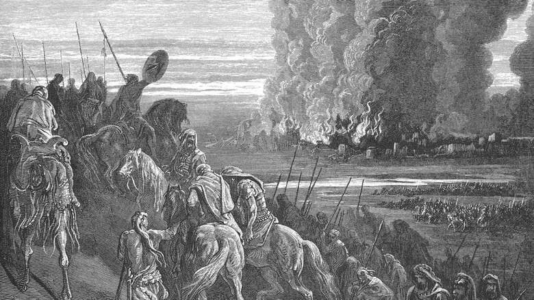 Illustration de Josué brûlant la ville