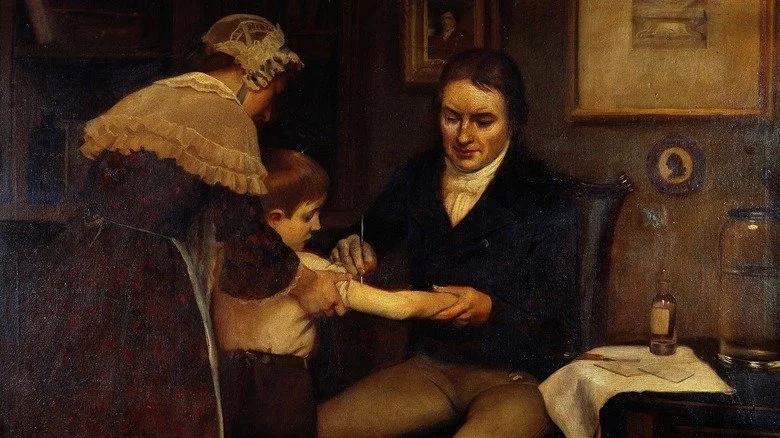 Portrait d'Edward Jenner effectuant la première vaccination