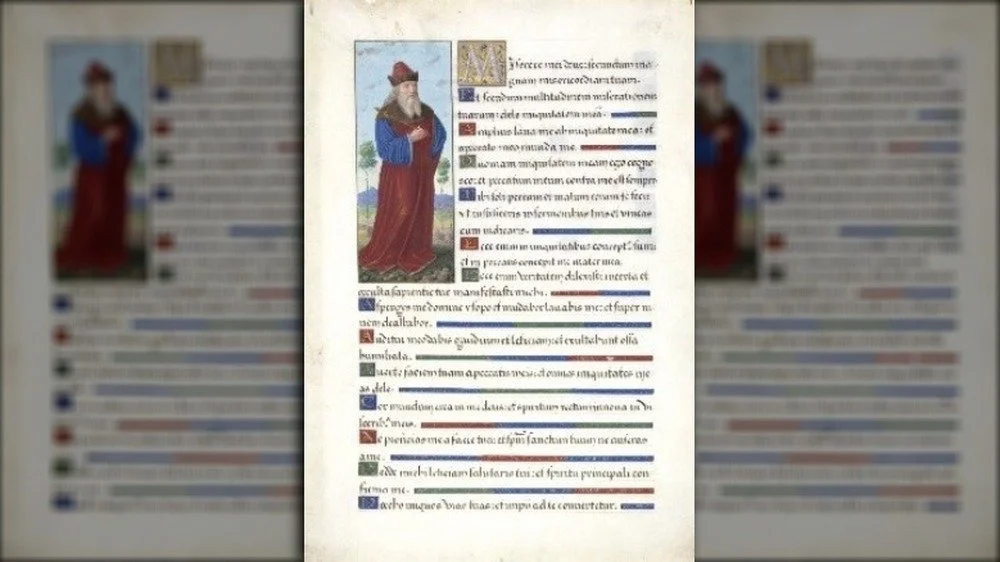 Script enluminé du Psaume 50 (miserere / verset du cou)