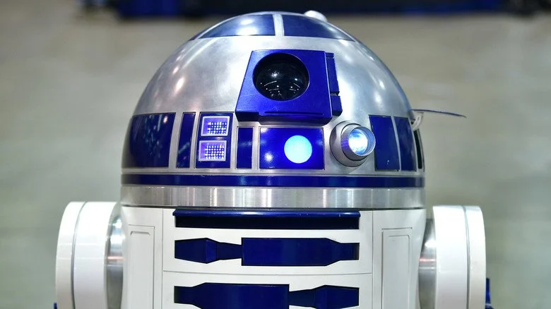 R2-D2 robot on sci-fi convention floor