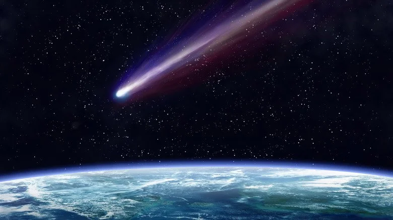 Illustration of comet near the earth