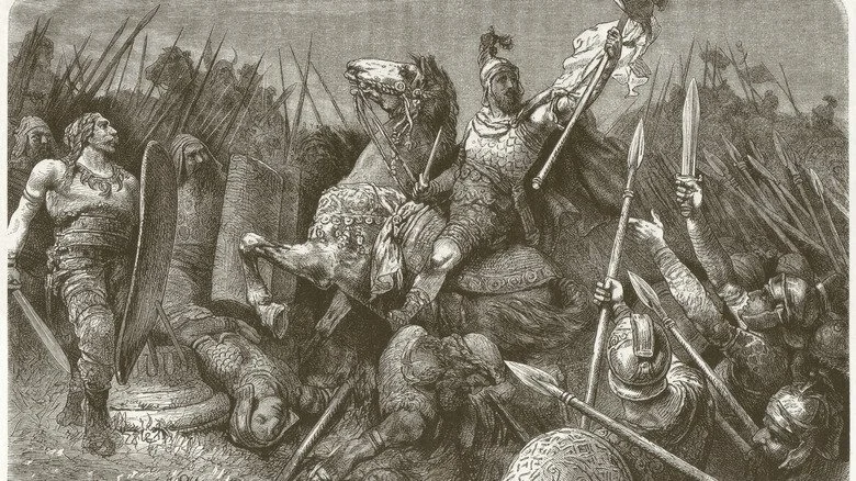 Illustration vintage du général byzantin Bélisaire combattant les Goths dans les années 530