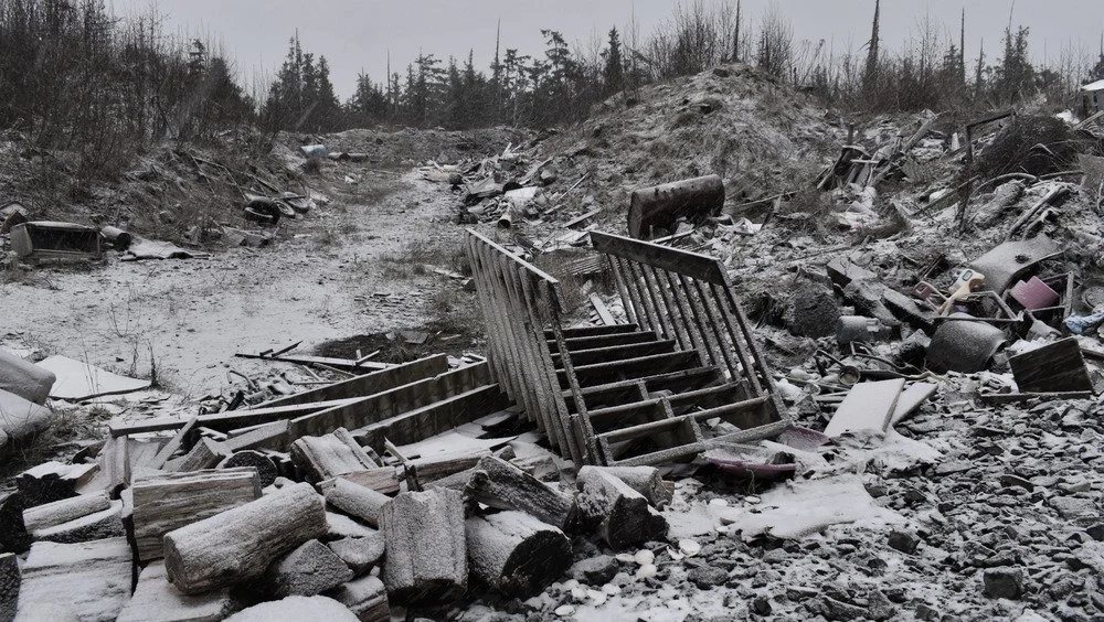 Décharges couvertes de neige