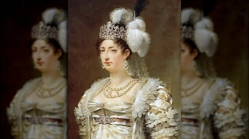 Portrait de Marie Thérèse portant un chapeau orné de plumes