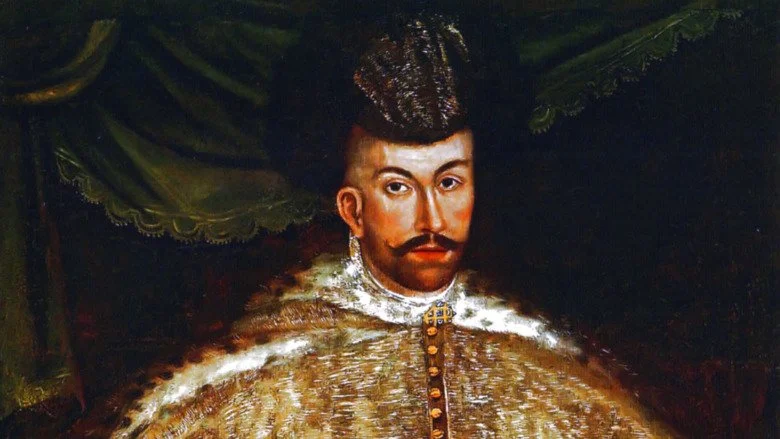 tableau de Simeon Bekbulatovich portant un chapeau et une moustache