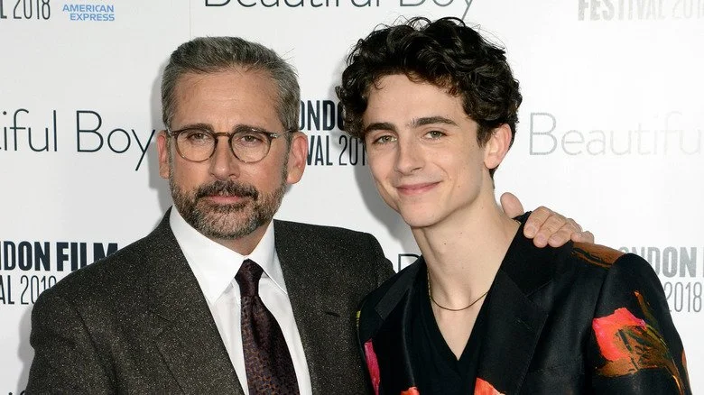 Steve Carell et Timothée Chalamet lors de l'événement Beautiful Boy