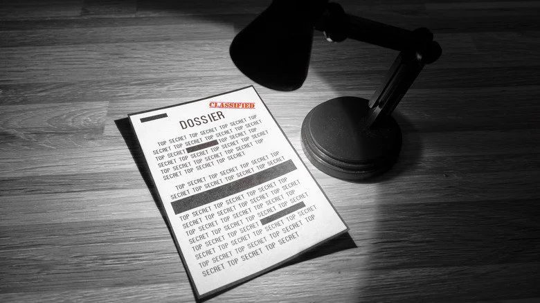 Dossier classifié avec des passages masqués