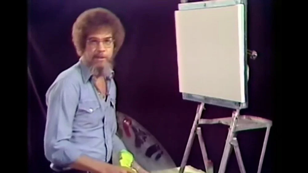 Bob Ross dans le premier épisode de The Joy of Painting